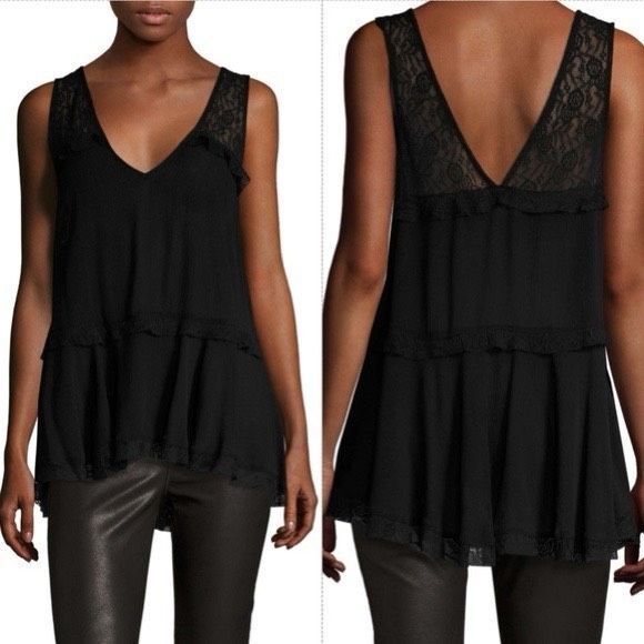 ✨Free People Lace Trapeze Black Sz Small Top✨ - Picture 8 of 8